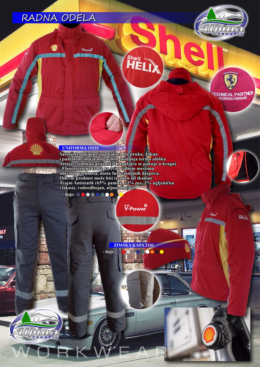 Radno odelo za naftnu industriju, Shell Hellix, Alpina Tekstil Šabac - Radna odela, HTZ oprema, lična zaštitna sredstva